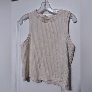 Mango Cream Ribbed Sleeveless Tank Top Medium
